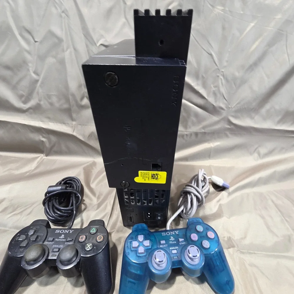 Sony PlayStation 2 PS2 Fat Console Bundle SCPH-30001 Black 2 Controllers Tested